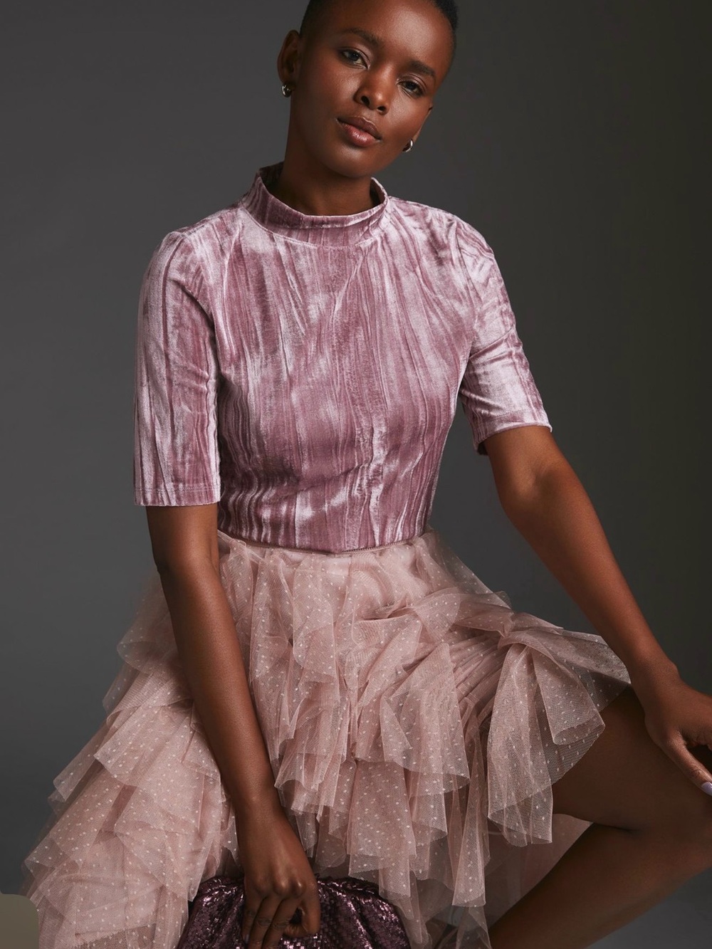 Pilcro PVelvet Mock Neck Top